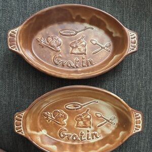Embossed Oval Terra Cotta Au Gratin Dishes